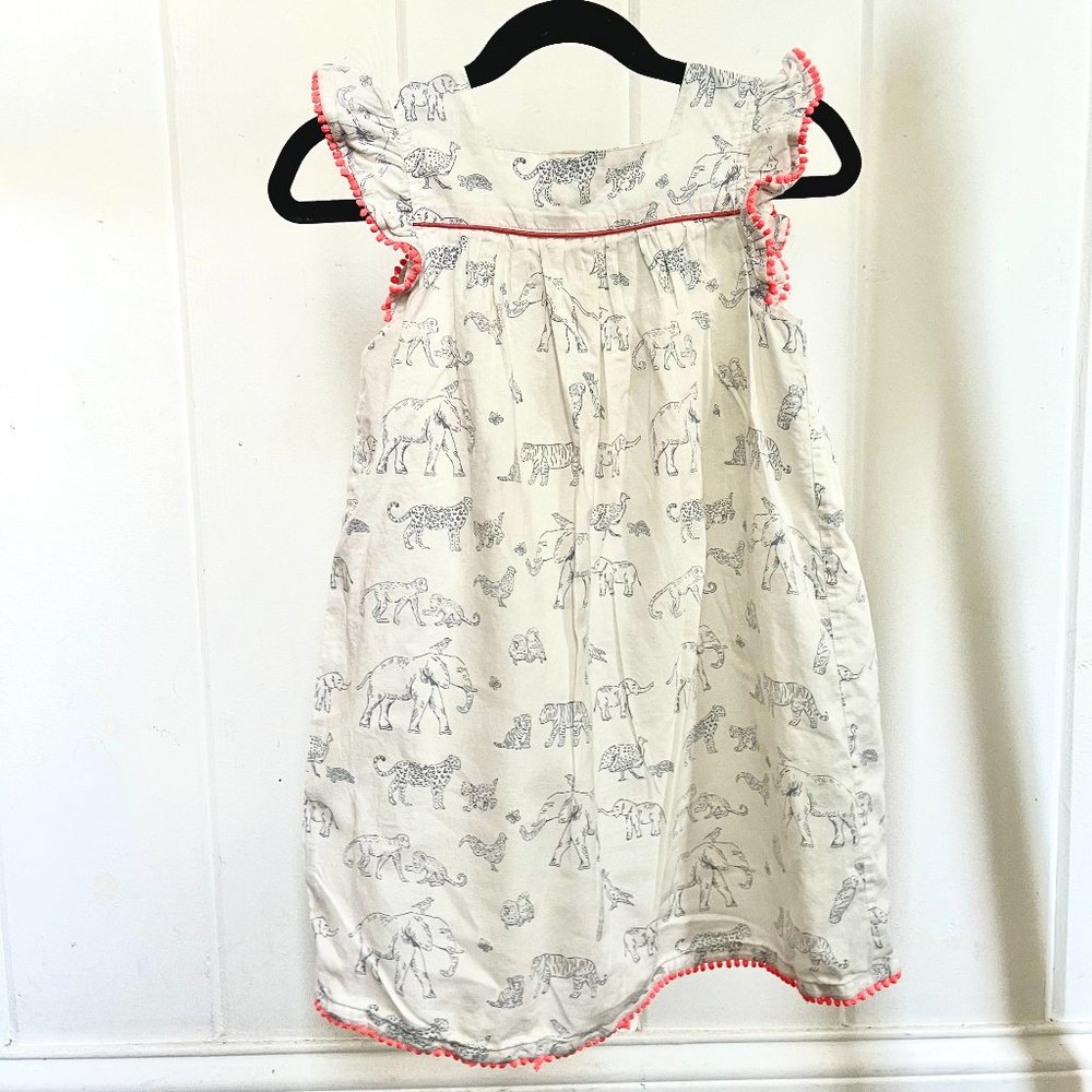 Great Condition Mini Boden Circus Animal Dress with Pom Fringe Girls 3-4Y